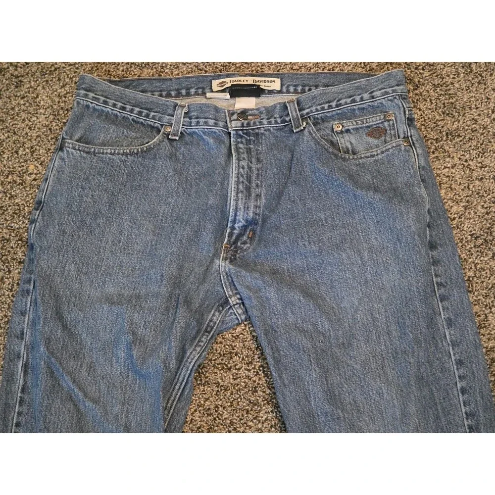 Y2K Vintage Harley Davidson Men’s Light Wash Relaxed Fit Jeans Size 36x34